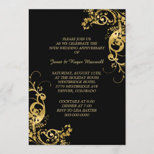 Invitation Anniversaire du Mariage d'or Elegant Swirl