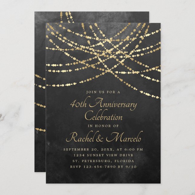 Invitation Anniversaire du Mariage d'or noir (Devant / Derrière)