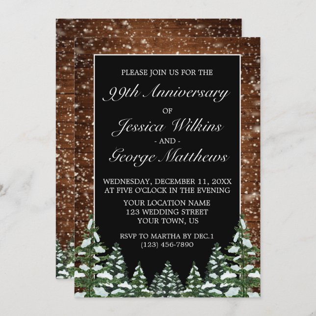 Invitation Anniversaire du Mariage du bois et de la forêt de  (Devant / Derrière)