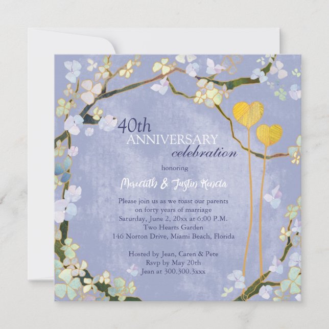 Invitation Anniversaire du Mariage en poudre rustique (Devant)