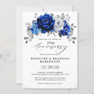 Invitation Anniversaire du Mariage Floral Blanc Royal