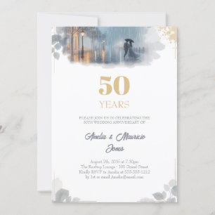 Invitation Anniversaire du mariage Golden Rain Romance