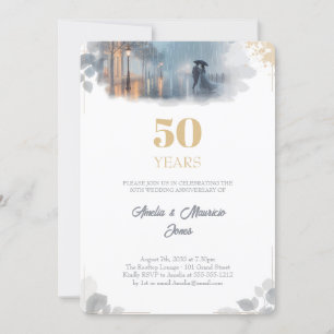 Invitation Anniversaire du mariage Golden Rain Romance