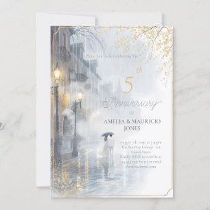 Invitation Anniversaire du mariage Golden Rain Romance