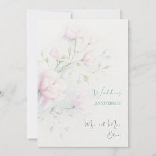 Invitation Anniversaire du Mariage rose Magnolia