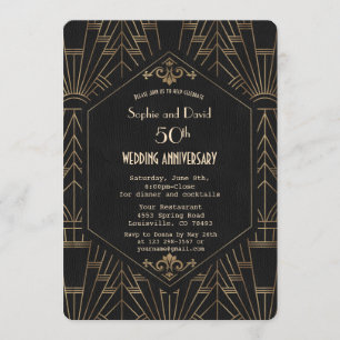 Invitation Anniversaire du Mariage Royal Gold Black Great Gat