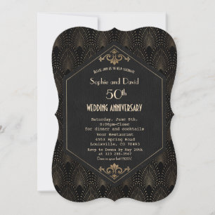 Invitation Anniversaire du Mariage Royal Gold Black Great Gat