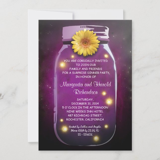 Invitation Anniversaire du Mariage Rustic Mason Jar (Devant)