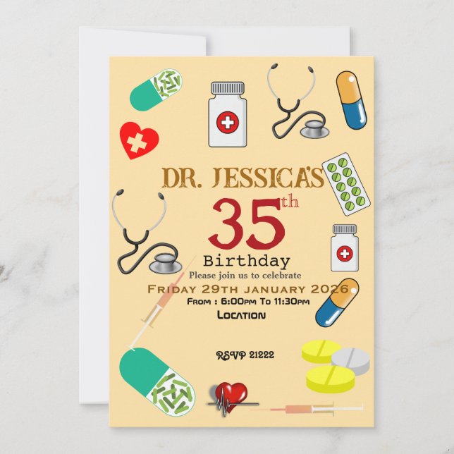 Invitation  Anniversaire du médecin   (Devant)