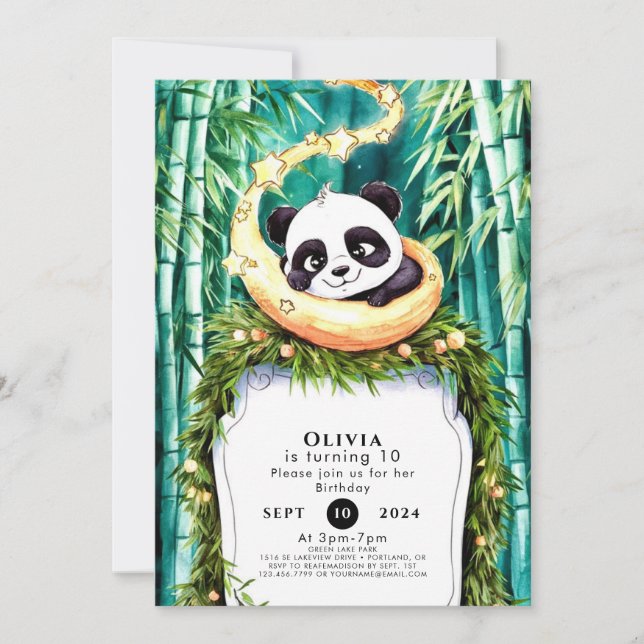 Invitation Anniversaire du Panda Pastel Enchanted (Devant)