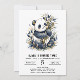 Invitation Anniversaire du Panda Vert Bamboo