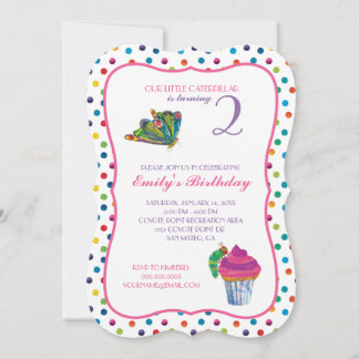 Invitation Anniversaire du papillon Caterpillar, très affamé