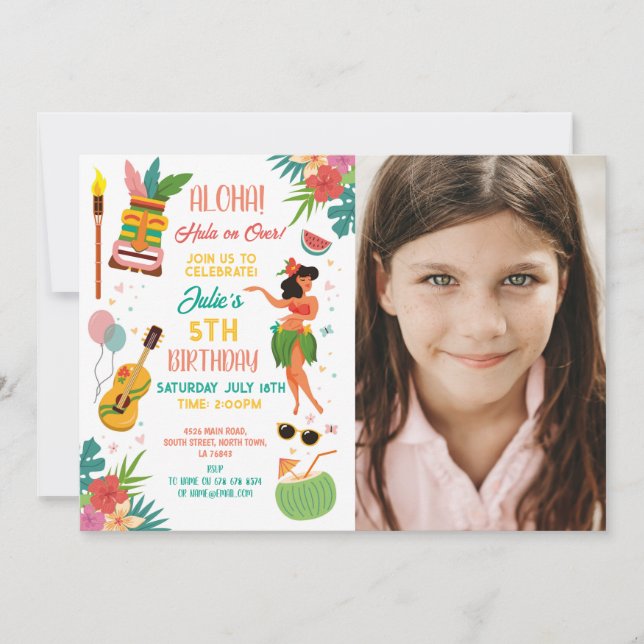 Invitation Anniversaire du parti Aloha Tiki Lei Aloha (Devant)