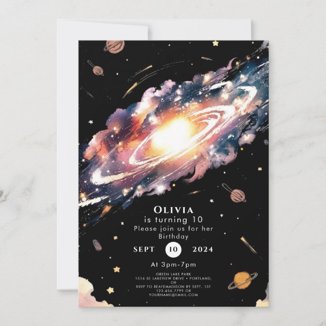 Invitation Anniversaire du Pastel Boho Space (Devant)