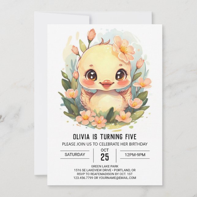 Invitation Anniversaire du Pastel Duck moderne (Devant)
