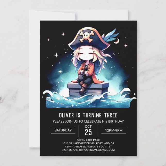 Invitation Anniversaire du Pastel Little Pirate (Devant)