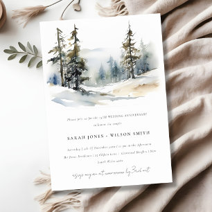 Invitation Anniversaire du paysage de neige des pins d'hiver