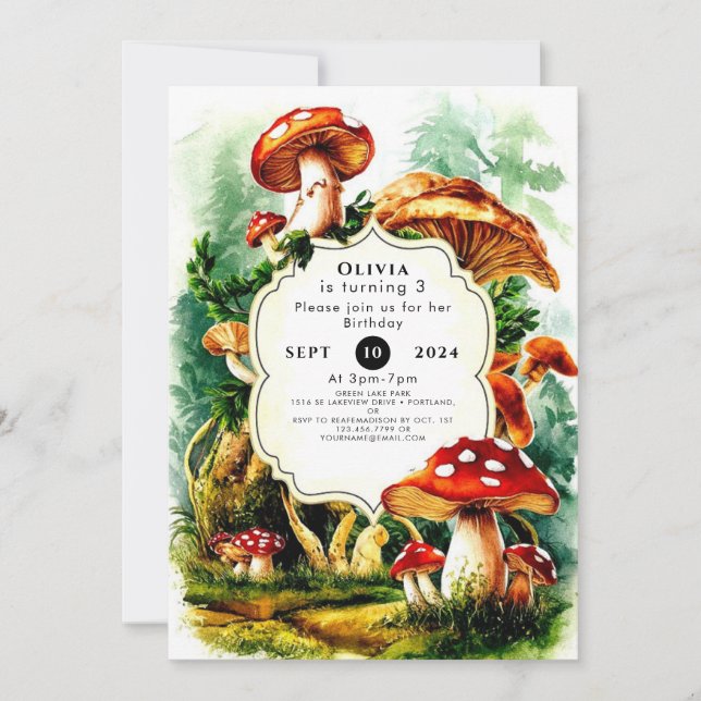 Invitation Anniversaire du petit champignon (Devant)
