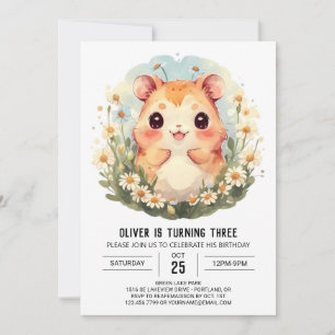 Invitation Anniversaire du petit hamster personnalisé