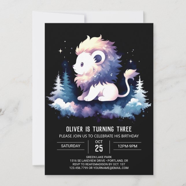 Invitation Anniversaire du petit lion doux (Devant)