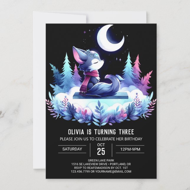 Invitation Anniversaire du Petit Loup Whimsical (Devant)