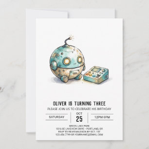 Invitation Anniversaire du Petit Robot Esquisse