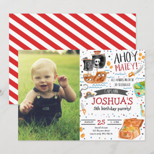 Invitation Anniversaire du pirate Ahoy Pirate Boy Party avec 