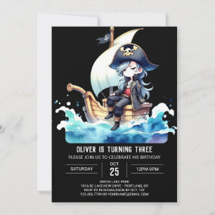 Invitation Anniversaire du pirate de navire simple