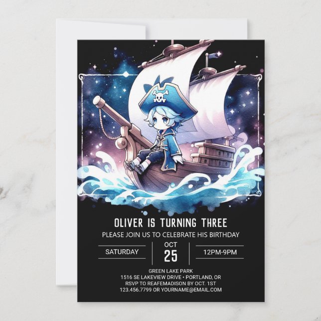 Invitation Anniversaire du pirate marin (Devant)