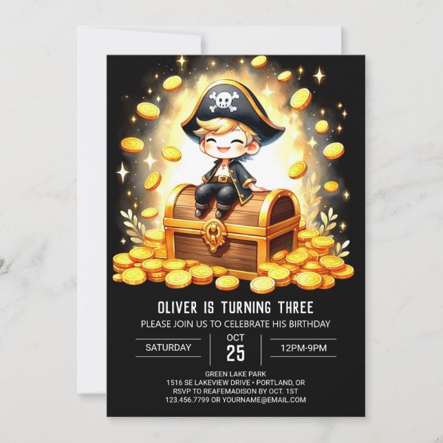 Invitation Anniversaire du pirate marin (Devant)
