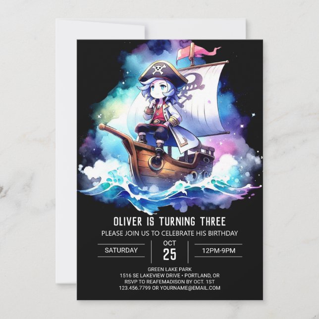 Invitation Anniversaire du Pirate Modèle enchanté (Devant)
