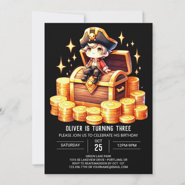 Invitation Anniversaire du pirate nautique (Devant)