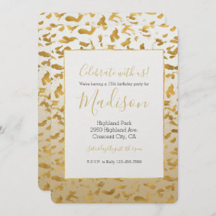 Invitation Anniversaire du Poster de animal Gold White Ombre