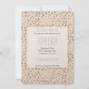 Invitation Anniversaire du Poster de animal rose Blush Gold