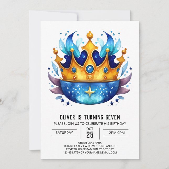 Invitation Anniversaire du prince de Bohême (Devant)