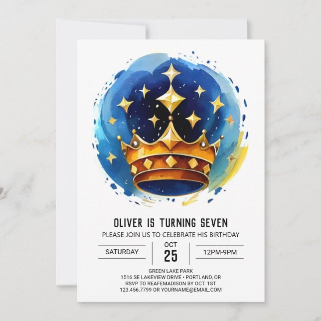 Invitation Anniversaire du prince héritier bleu (Devant)