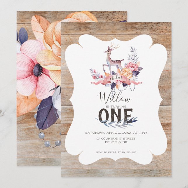 Invitation Anniversaire du printemps des Cerfs rustiques (Devant / Derrière)