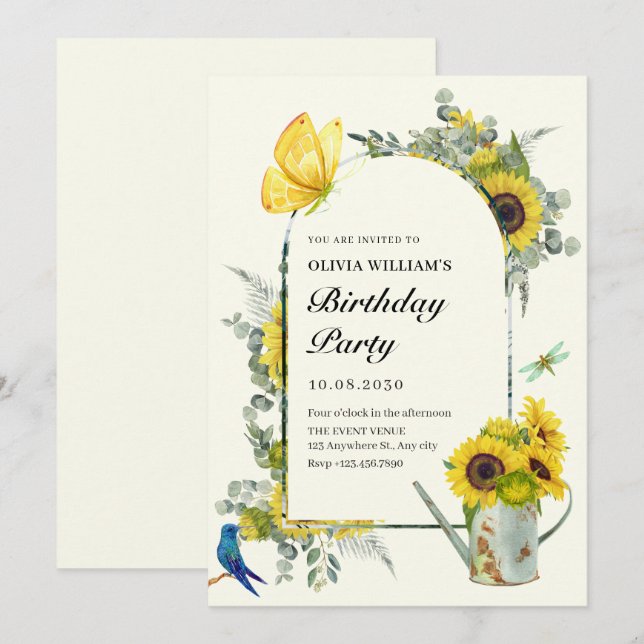 Invitation Anniversaire du printemps des tournesols (Devant / Derrière)