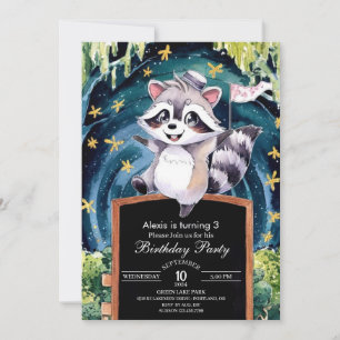 Invitation Anniversaire du raton laveur Enchanted Forest