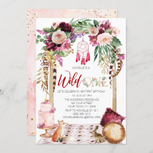 Invitation Anniversaire du Rêcheur de rêve de Boho-One Rose