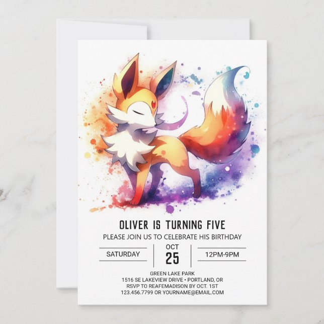 Invitation Anniversaire du renard des bois (Devant)