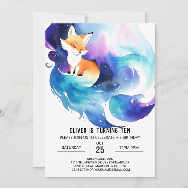 Invitation Anniversaire du renard des bois de Whimsal (Devant)