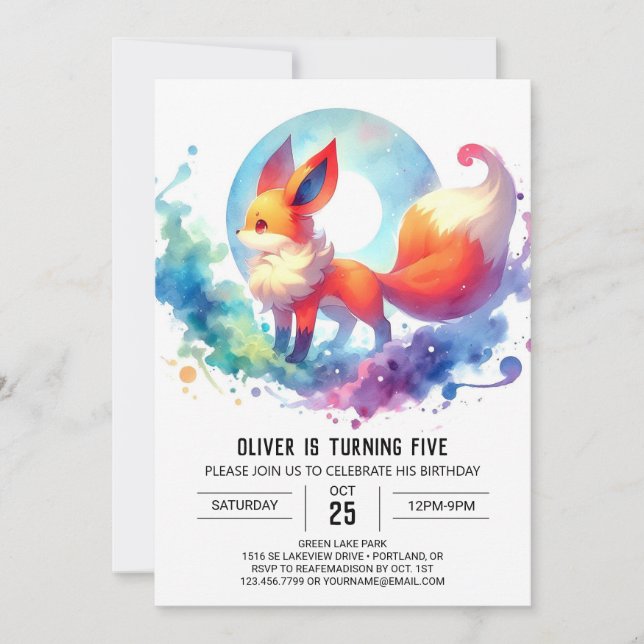 Invitation Anniversaire du renard enchanté en ligne (Devant)