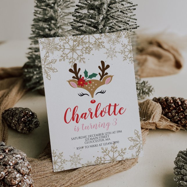 Invitation Anniversaire du renne de Noël (Créateur téléchargé)