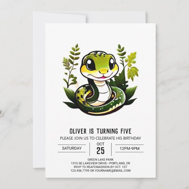 Invitation Anniversaire du reptile moderne (Devant)