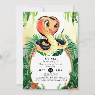Invitation Anniversaire du serpent de reptiles simples