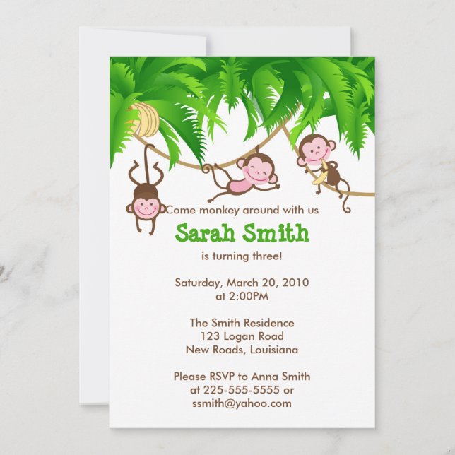 Invitation Anniversaire du singe (Devant)