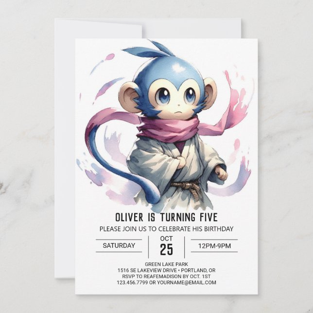 Invitation Anniversaire du singe amusant modifiable (Devant)