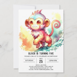 Invitation Anniversaire du singe de Boho personnalisé