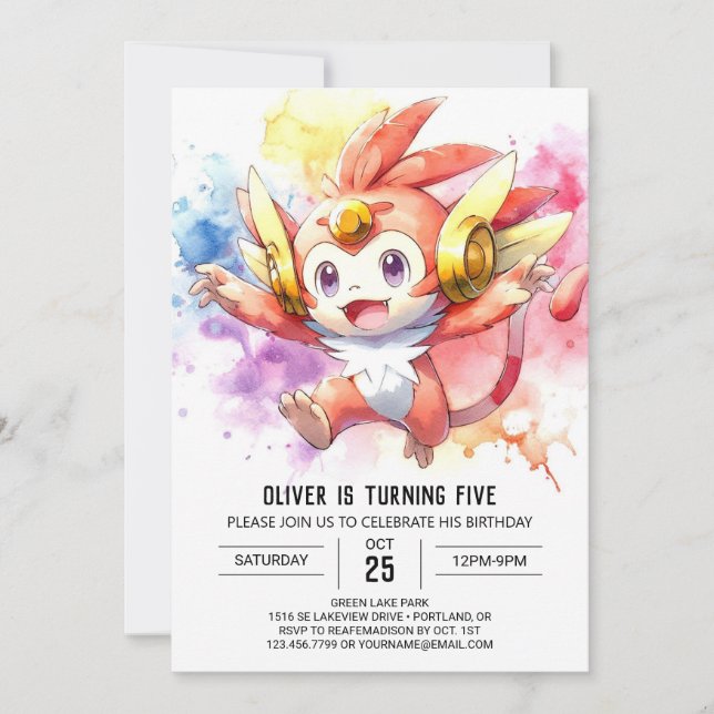 Invitation Anniversaire du singe des enfants rustiques (Devant)